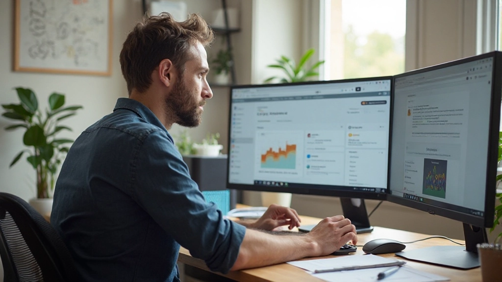 Рабочее пространство с ноутбуком, показывающим процесс редактирования контента и планирования сотрудничества