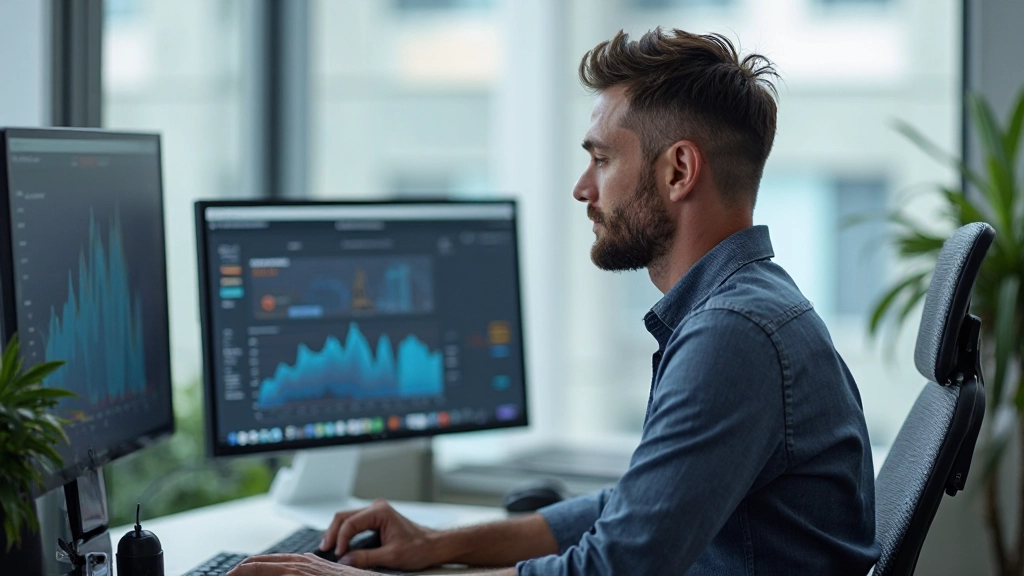 Фотография аналитика, изучающего метрики кампании на компьютере