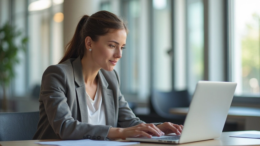 Снимок женщины-маркетолога, анализирующей статистику в цифровой среде на компьютере в офисе